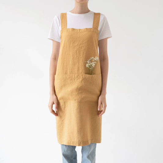 Honey Linen Japanese Crossback Apron