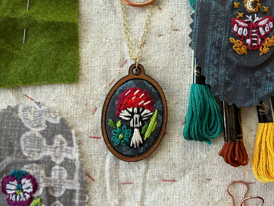 Mushroom | Embroidery Necklace Kit by Rikrack