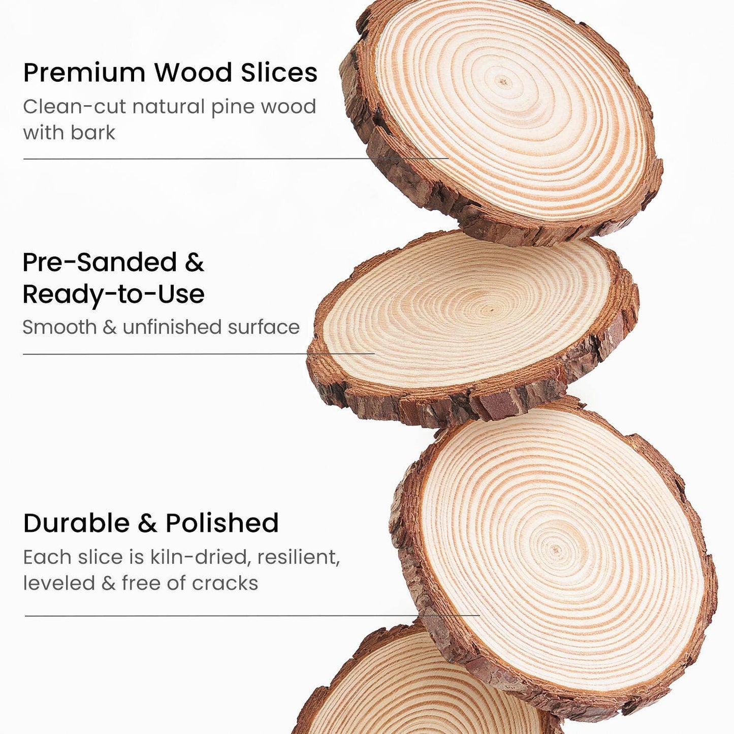 Natural Wood Slices, 3.5-4 Inch Diameter