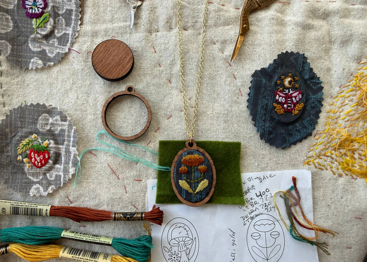 Folk Flowers | Embroidery Necklace Kit by Rikrack