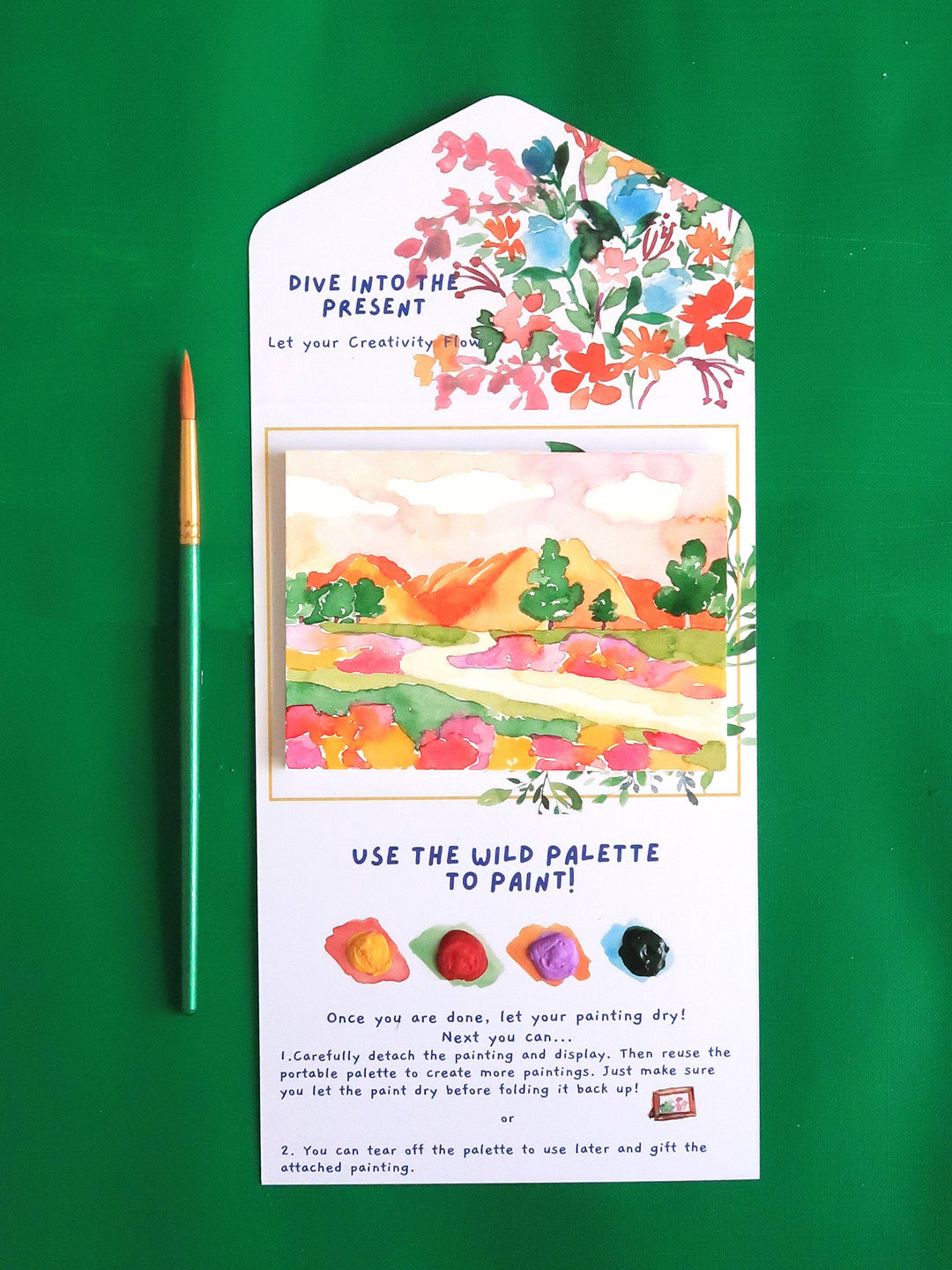 Mountain &amp; Flowers Landscape Paint by Number Watercolor Kit