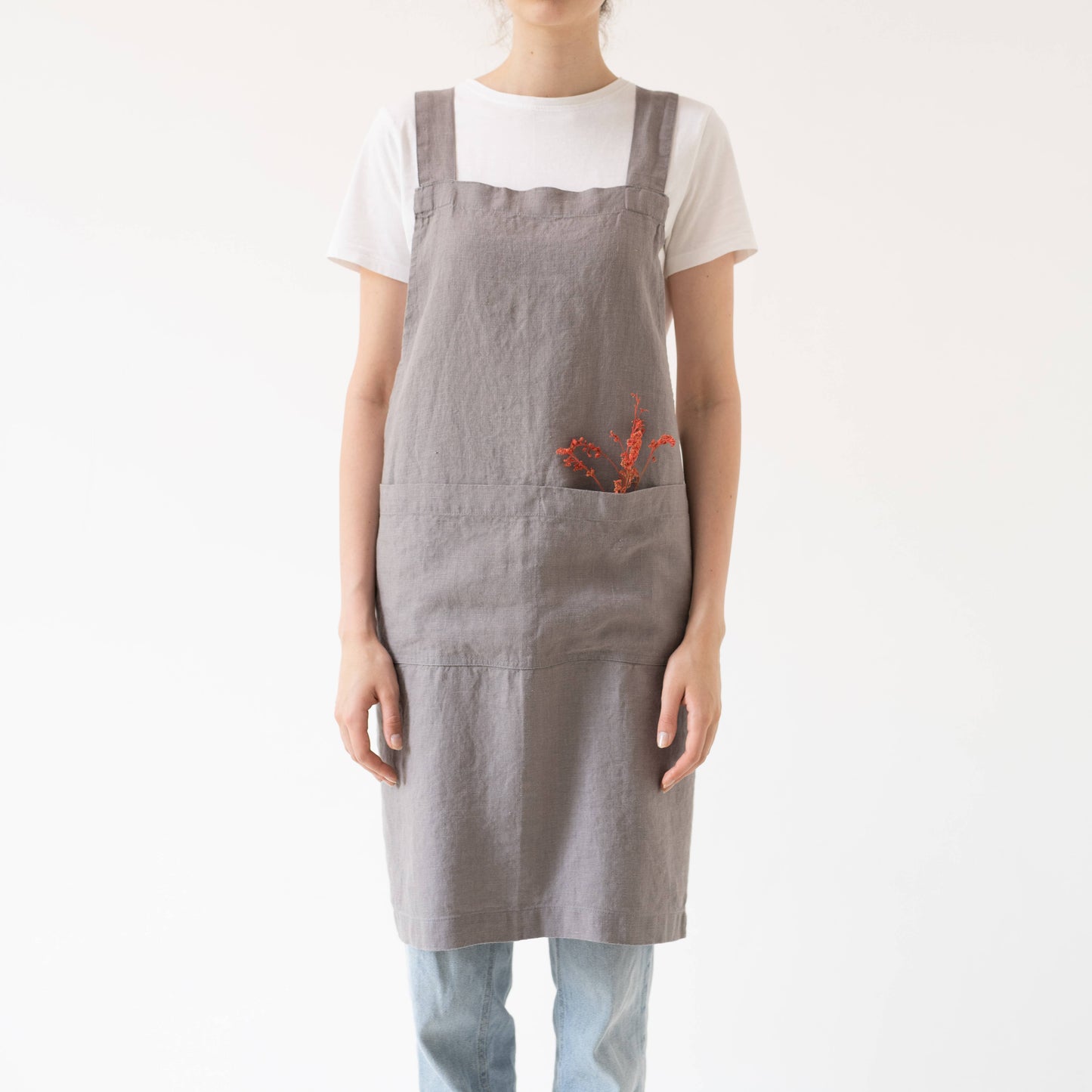 Ash Linen Japanese Crossback Apron