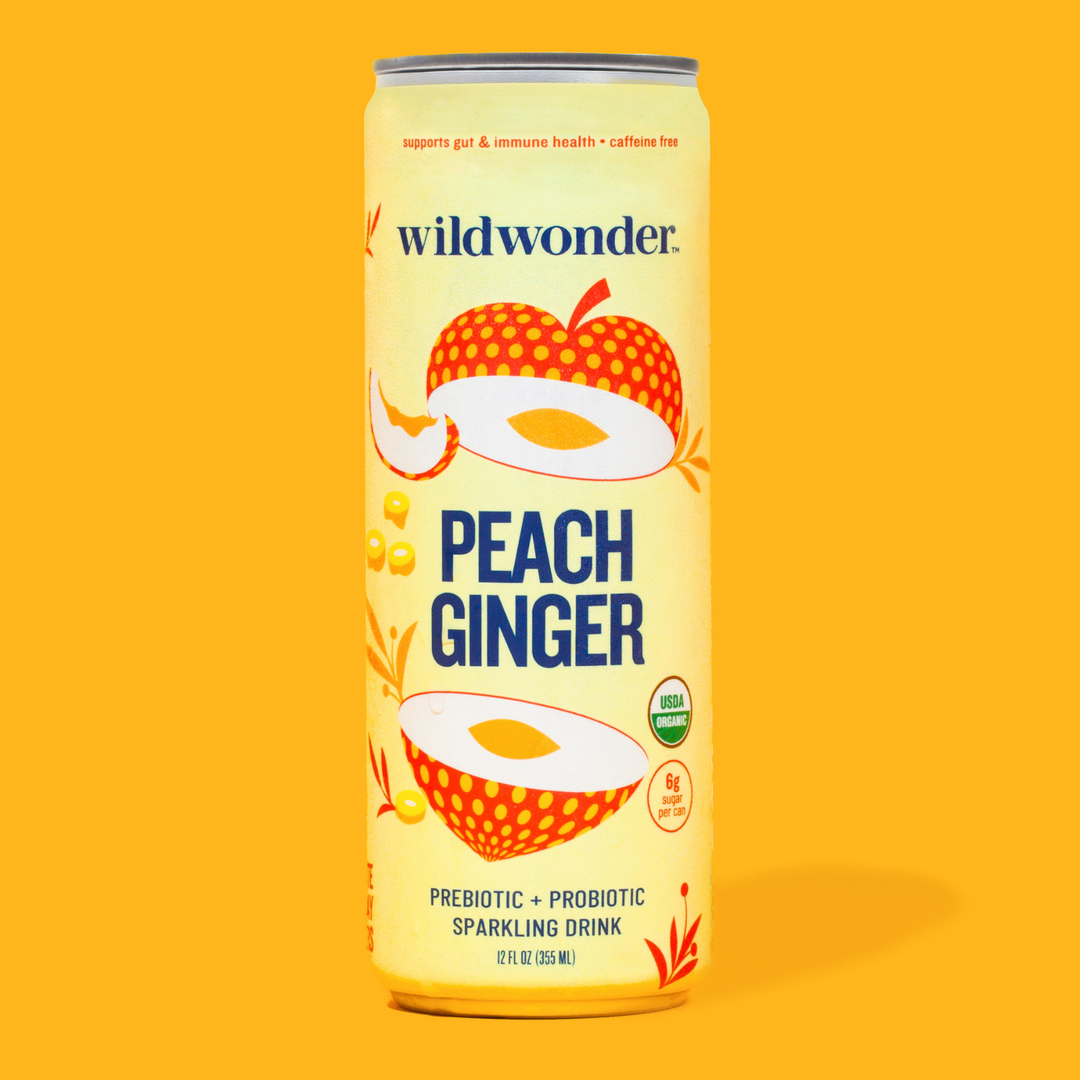Peach Ginger Sparkling Prebiotic + Probiotic Drink
