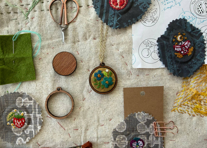 Flowers | Embroidery Necklace Kit by Rikrack