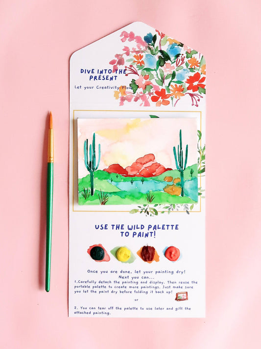 Watercolor Kit Cactus Desert Landscape Paint by Number
