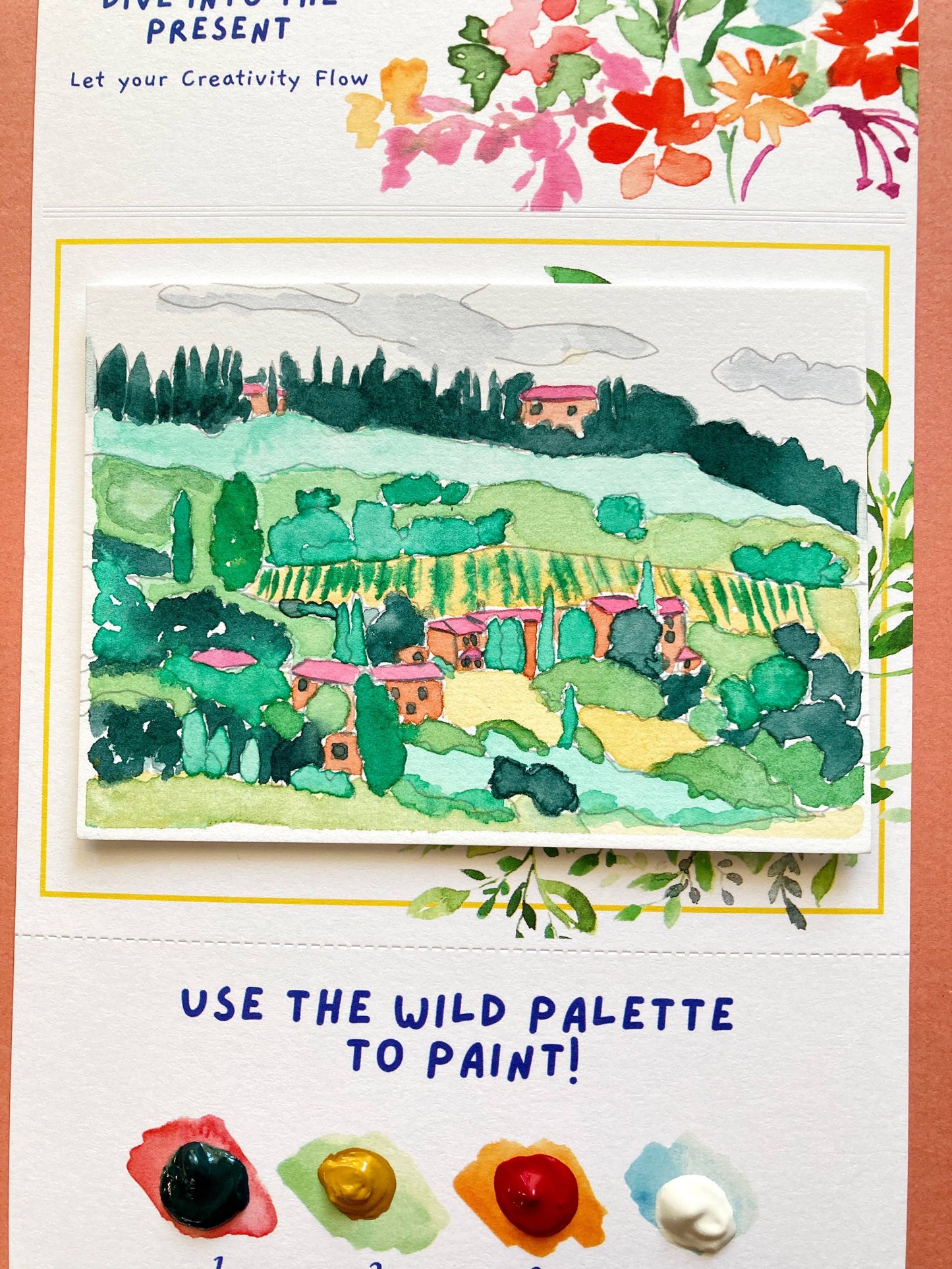 Tuscan Italian Landscape Paint by Number DIY Watercolor Kit
