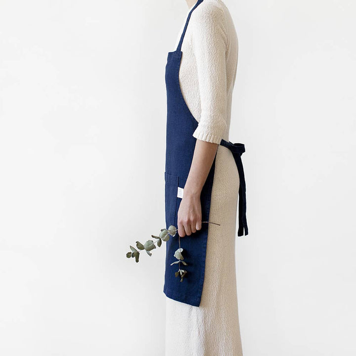 Navy Linen Daily Apron