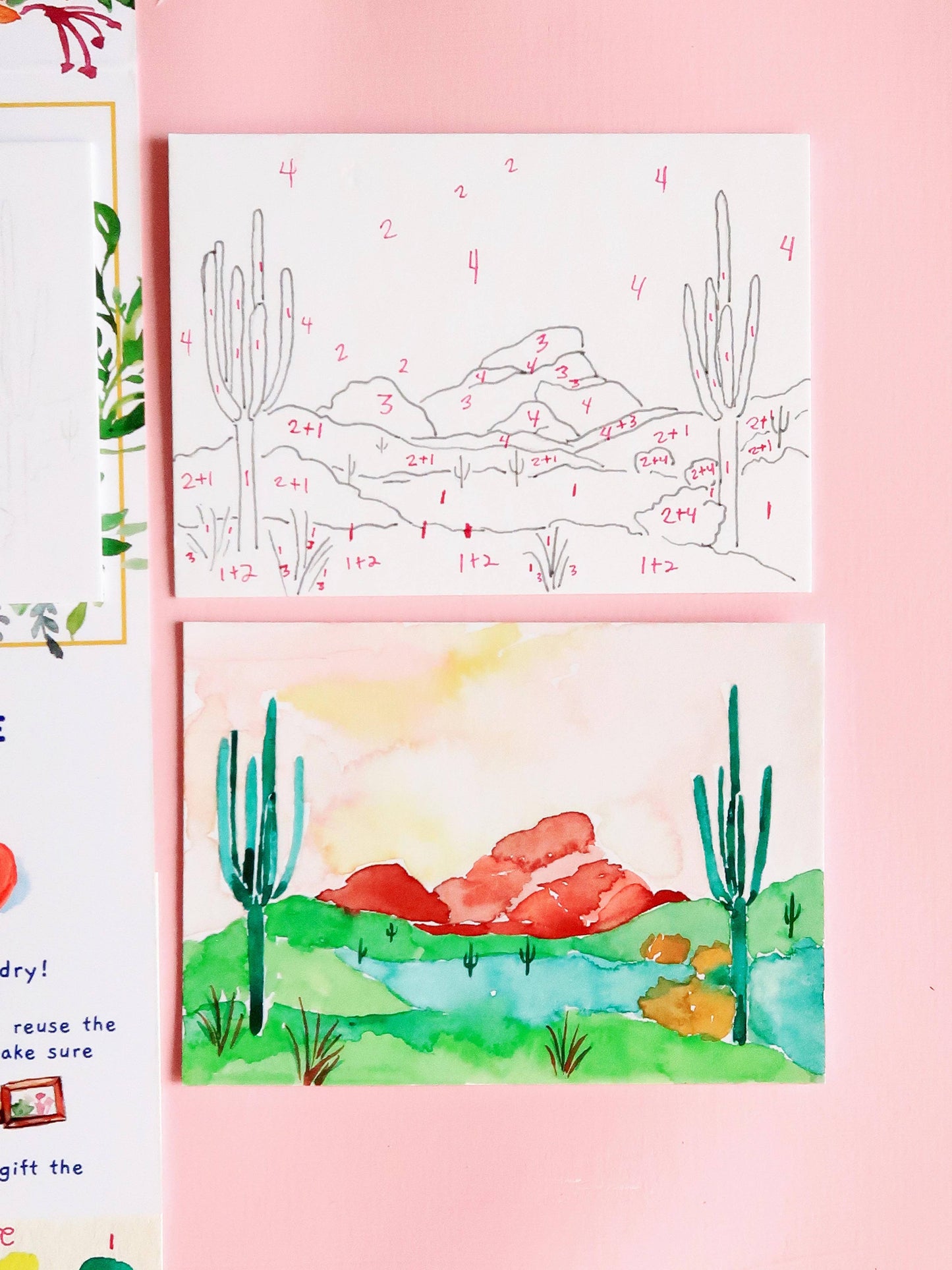 Watercolor Kit Cactus Desert Landscape Paint by Number