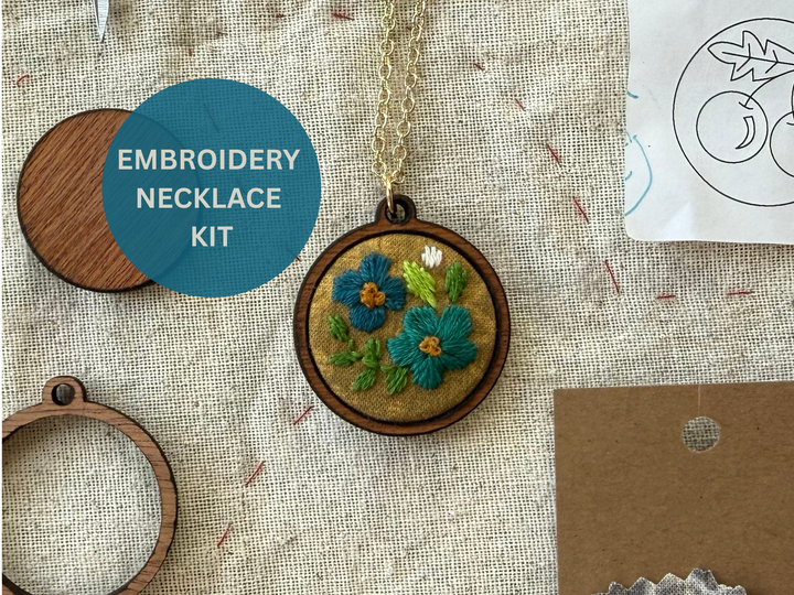Flowers | Embroidery Necklace Kit by Rikrack