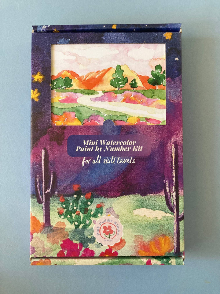 Mountain &amp; Flowers Landscape Paint by Number Watercolor Kit