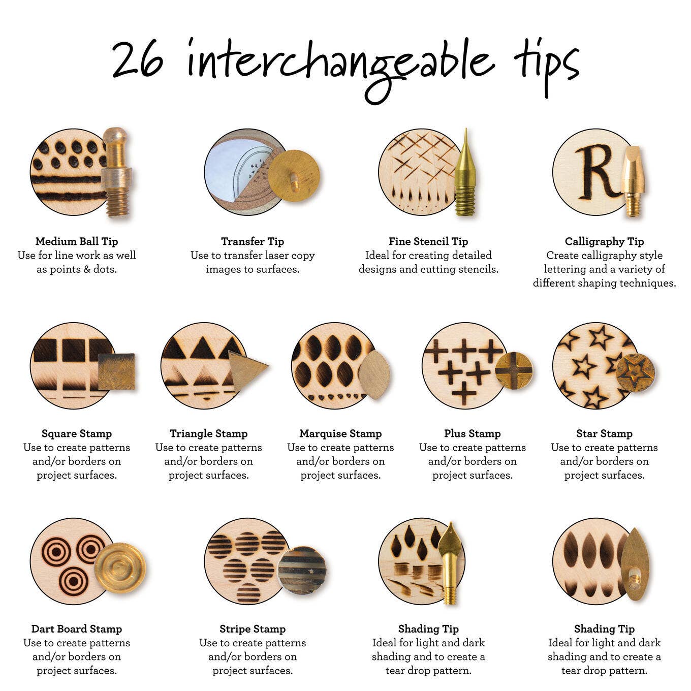 Plaid Wood Burning Hot Tip & Stamp Set 26 Piece