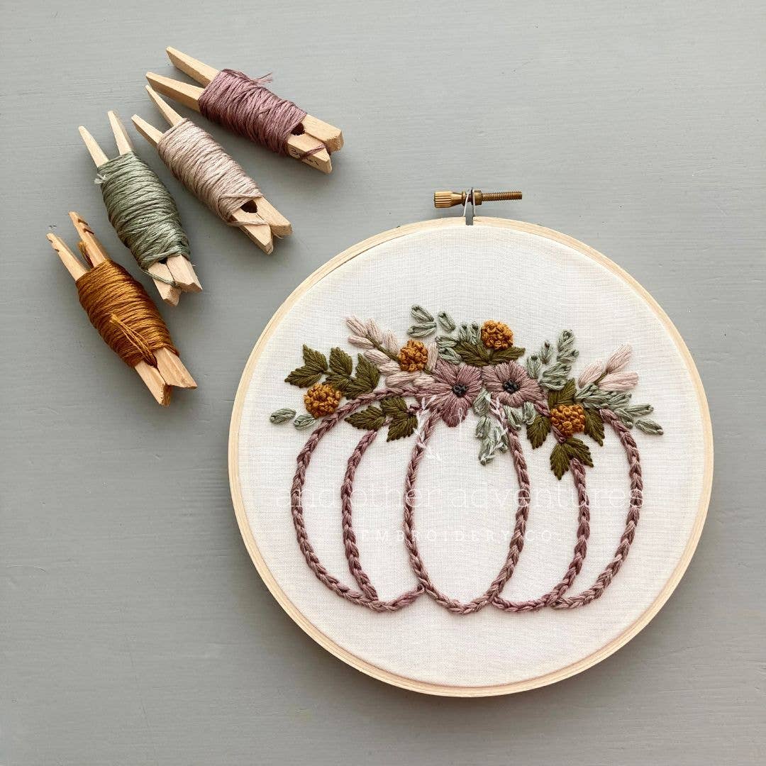 Smokey Purple Pumpkin Beginner Embroidery Kit