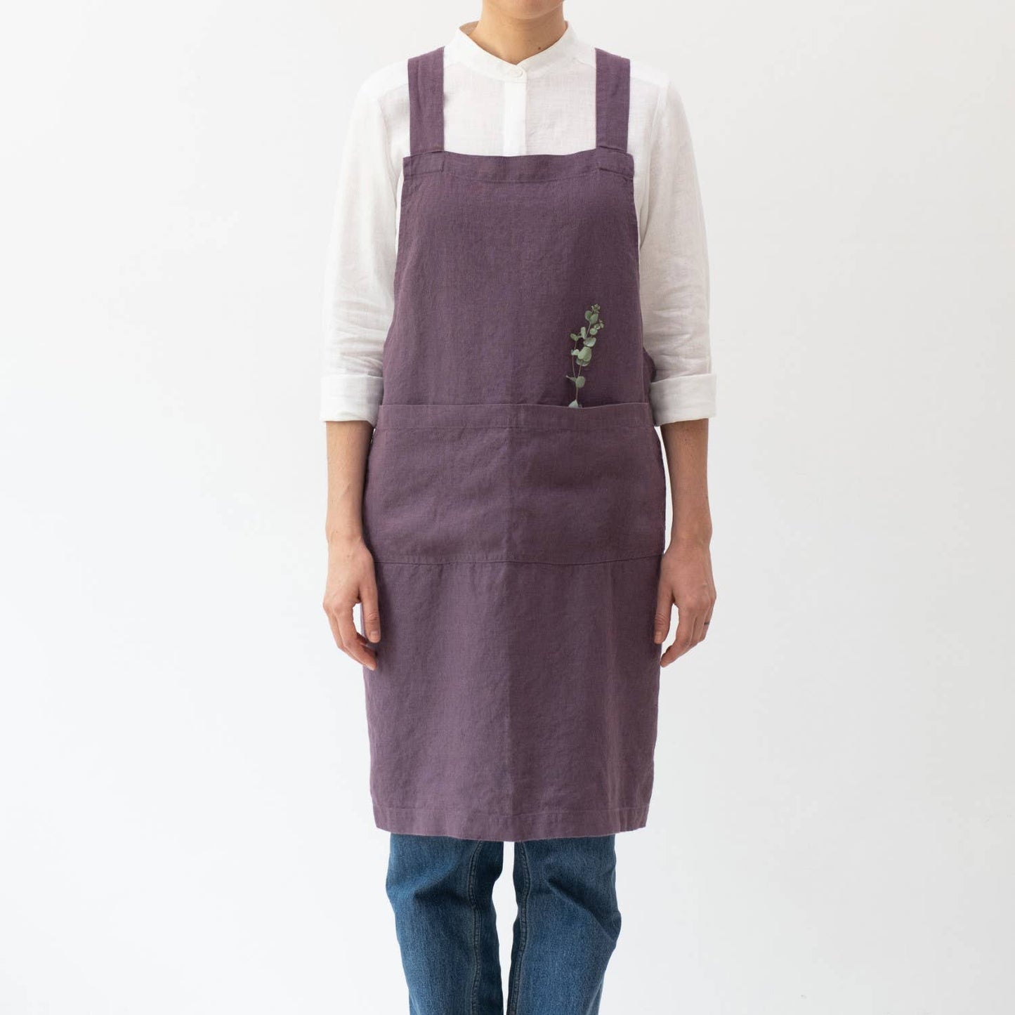 Montana Grape Linen Japanese Crossback Apron