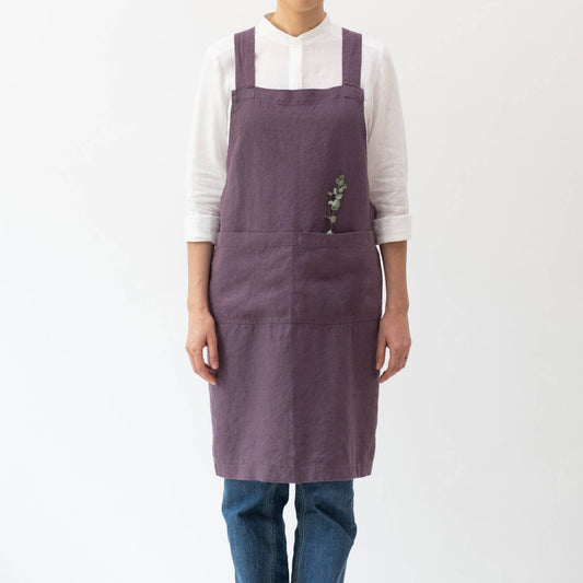 Montana Grape Linen Japanese Crossback Apron