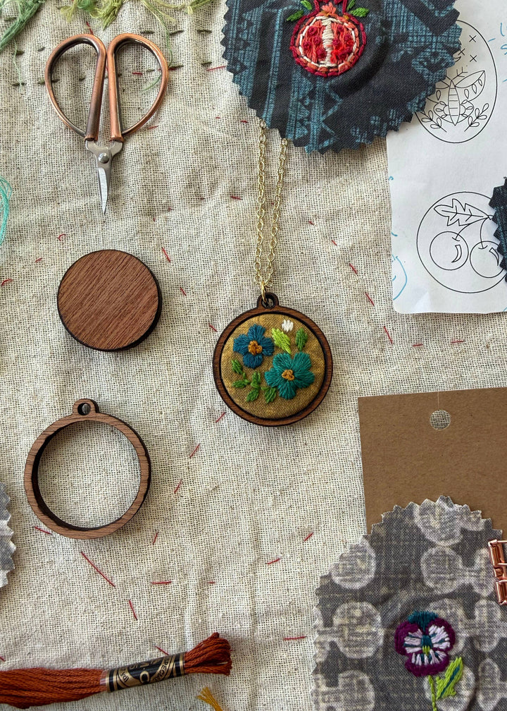 Flowers | Embroidery Necklace Kit by Rikrack
