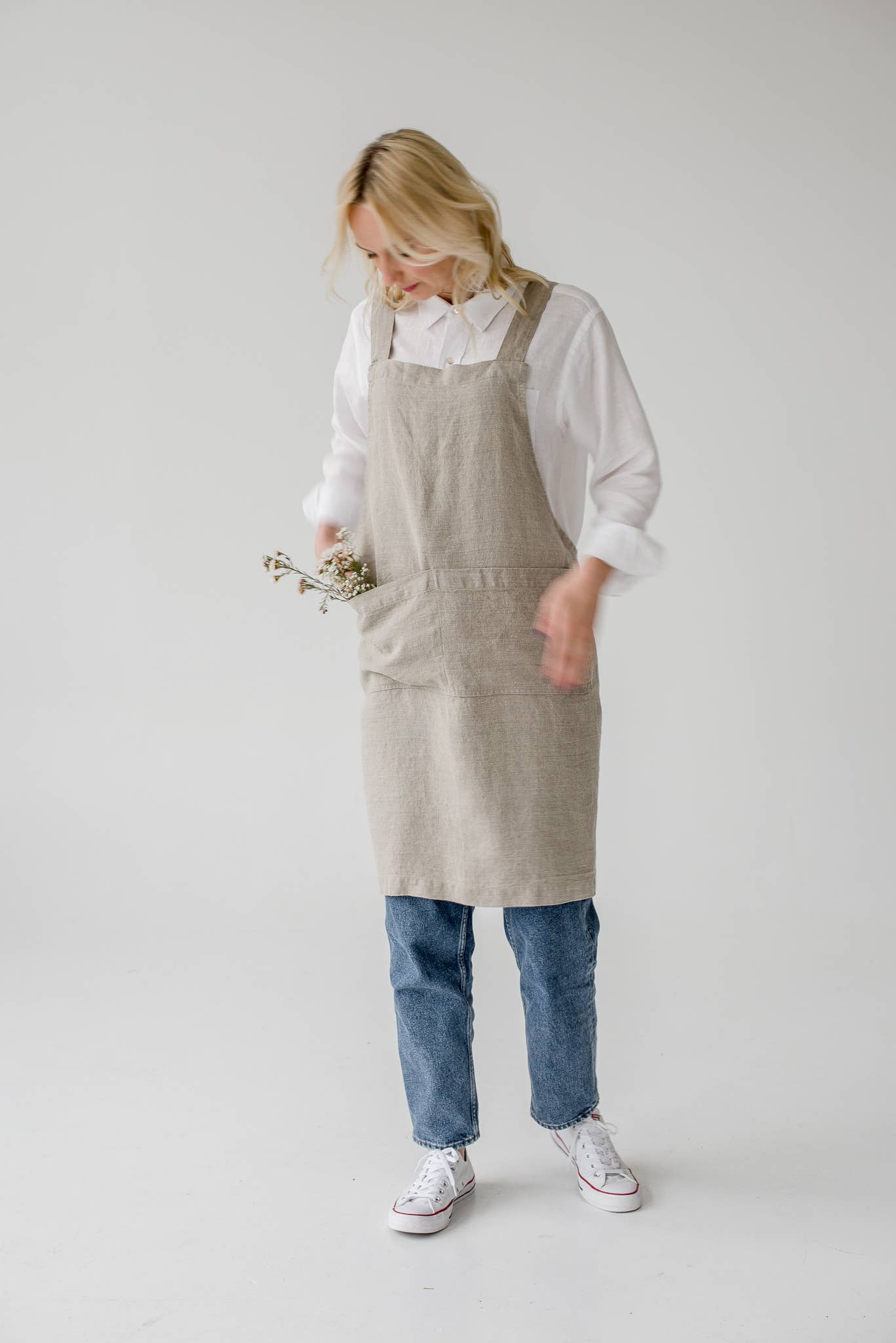 Natural Linen Japanese Crossback Apron