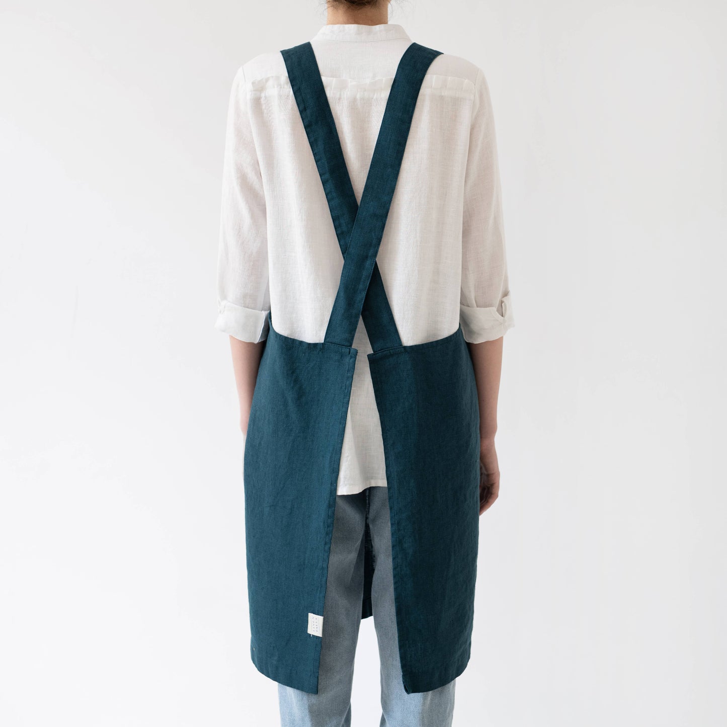Deep Water Linen Japanese Crossback Apron