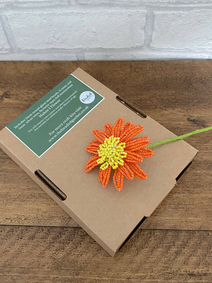 Beaded Flower Craft Kit - Gerbera (Orange). A creative gift.
