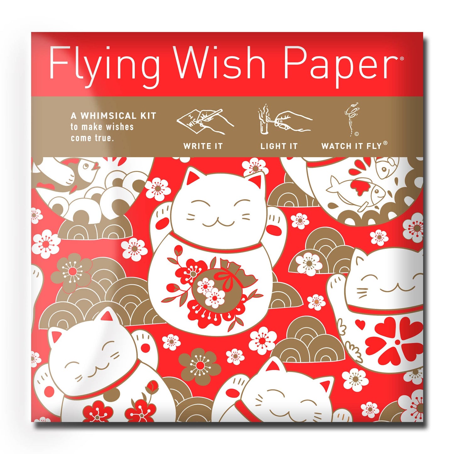 LUCKY CAT – Manifest Prosperity, Metaphysical Supplies SET Flying Wish Paper