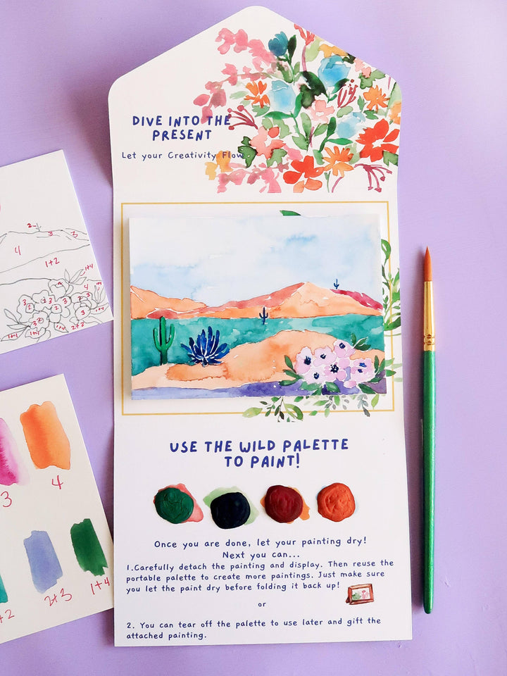 Watercolor Kit Agave Desert Landscape Paint by Number