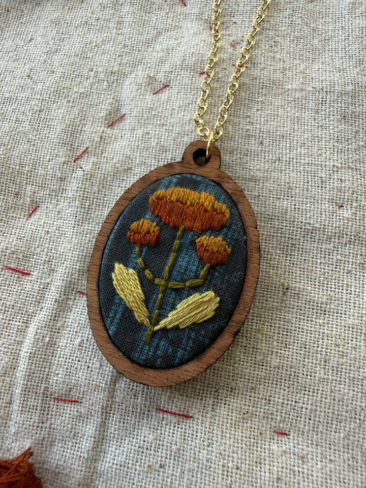 Folk Flowers | Embroidery Necklace Kit by Rikrack