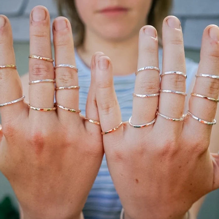 {6/17} Stacker Rings with Crooked Trails Silver
